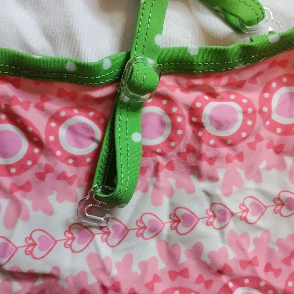 Floatimini Tankini 3T Pink Green Summer Swim Top Adjustable Straps